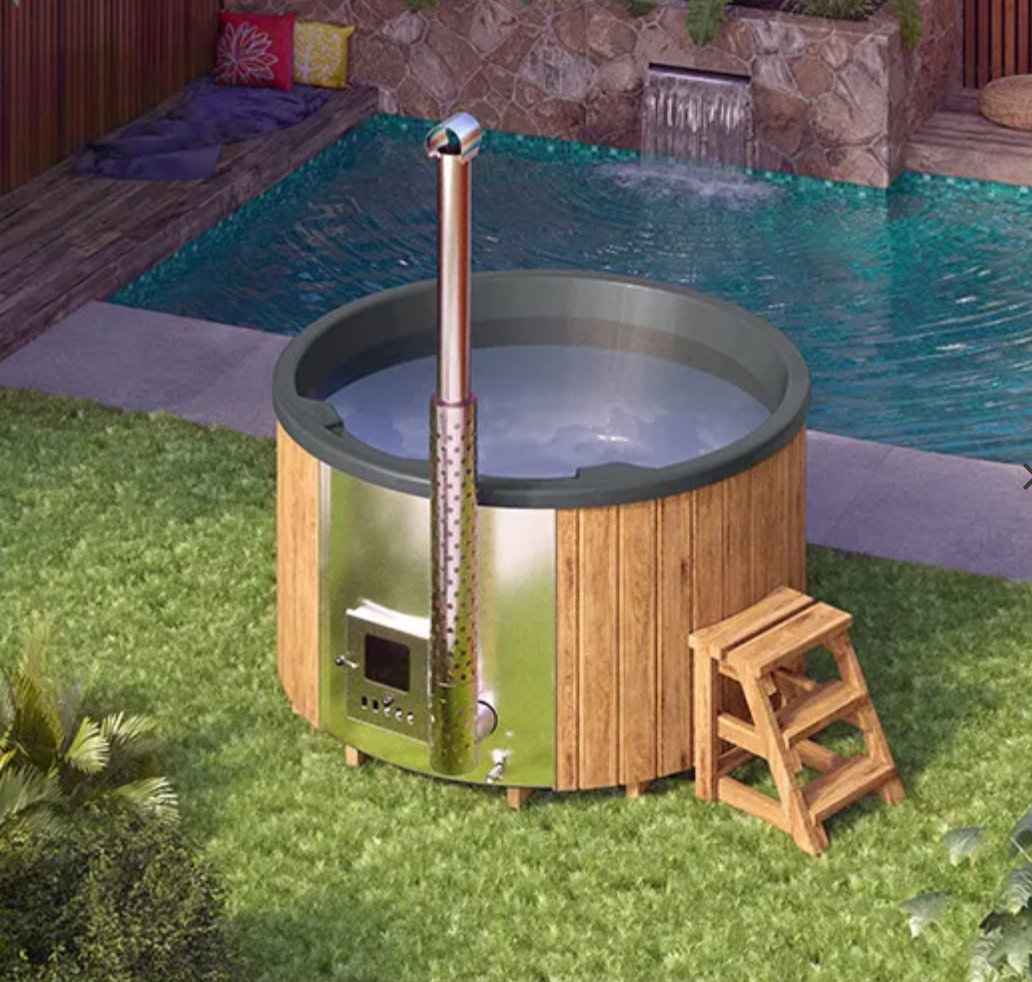 Fiberglass Hot Tub Round with Integrated Stove For 5 persons Ø2,0m
