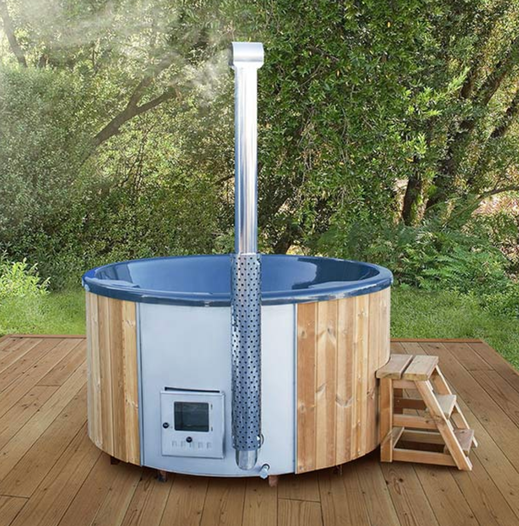 Fiberglass Hot Tub Round with Integrated Stove For 5 persons Ø2,0m