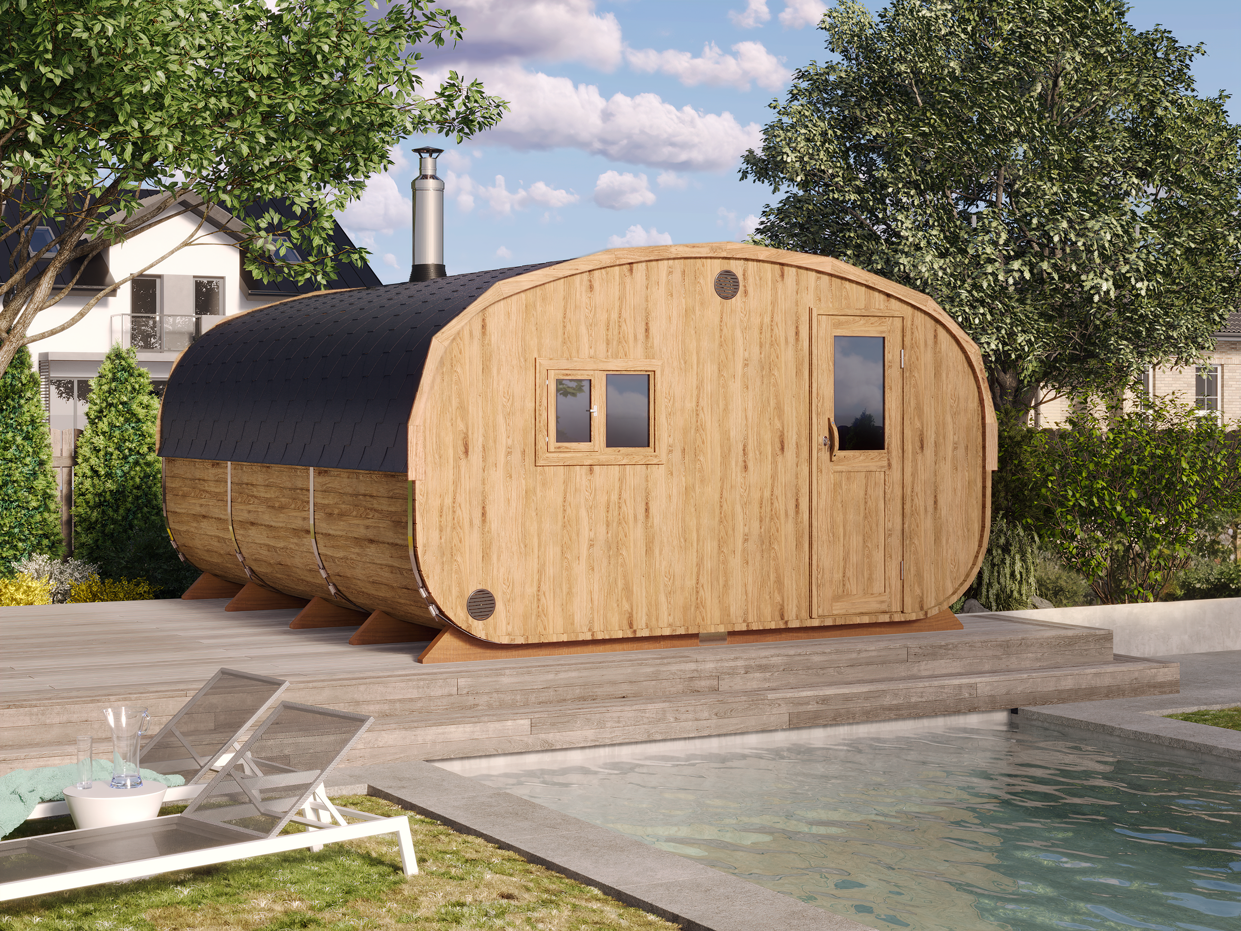 Big Oval Outdoor Sauna S54 – for 6 persons