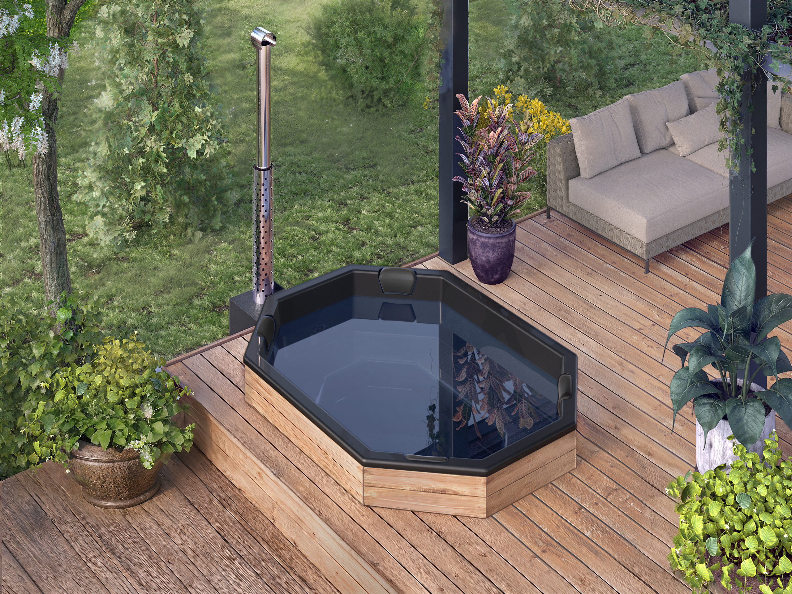 Fiberglass Hot Tub Octa For 9 persons 2,4×1,8m