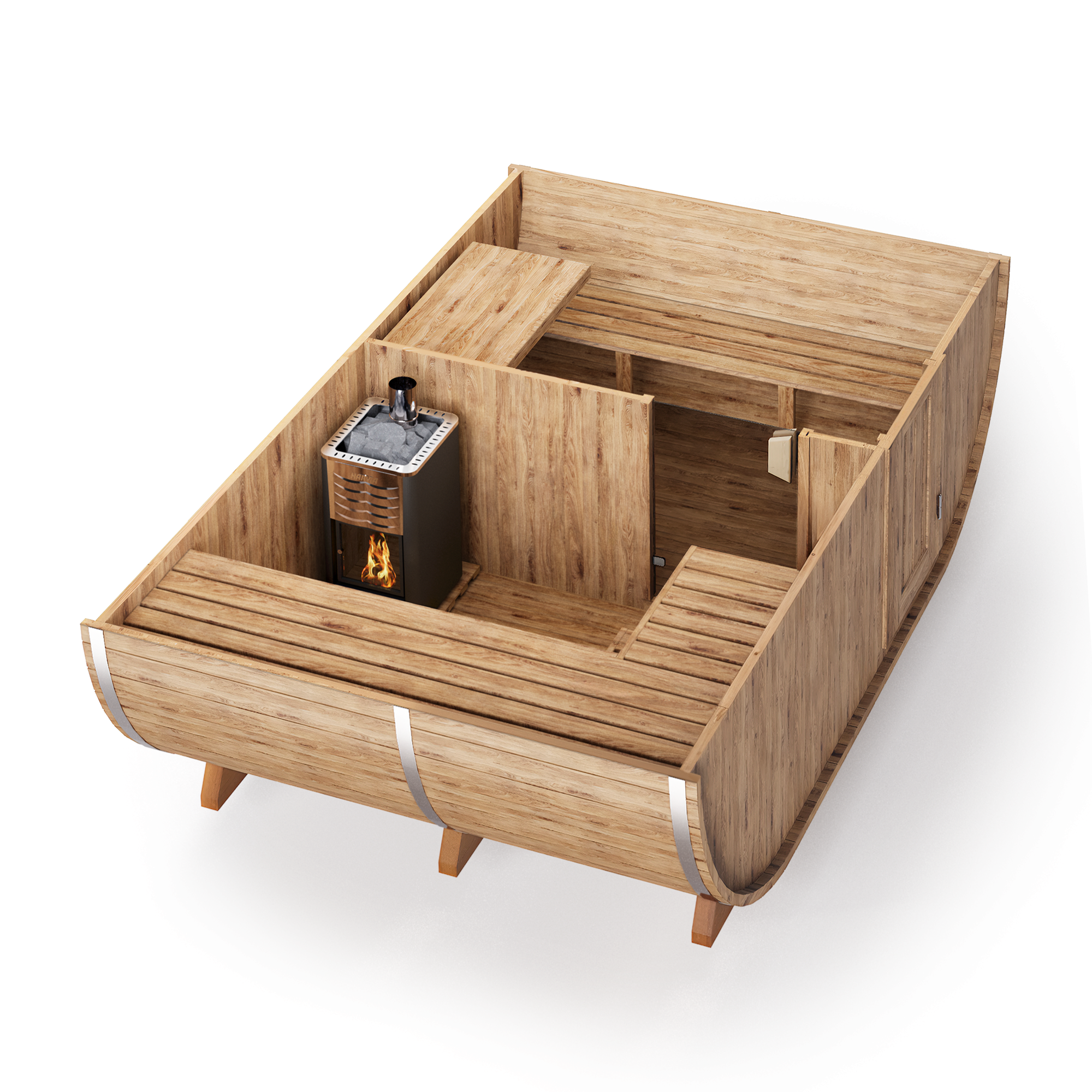 Oval Outdoor Sauna S424 – for 6 persons