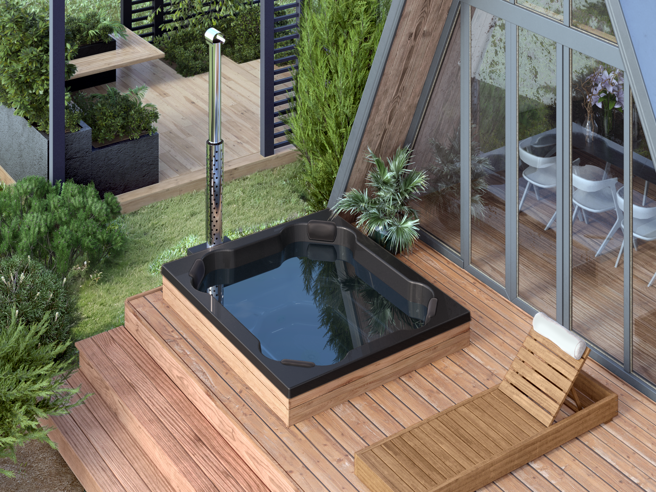 Fiberglass Hot Tub Quattro For 8 persons 2,0×1,7m