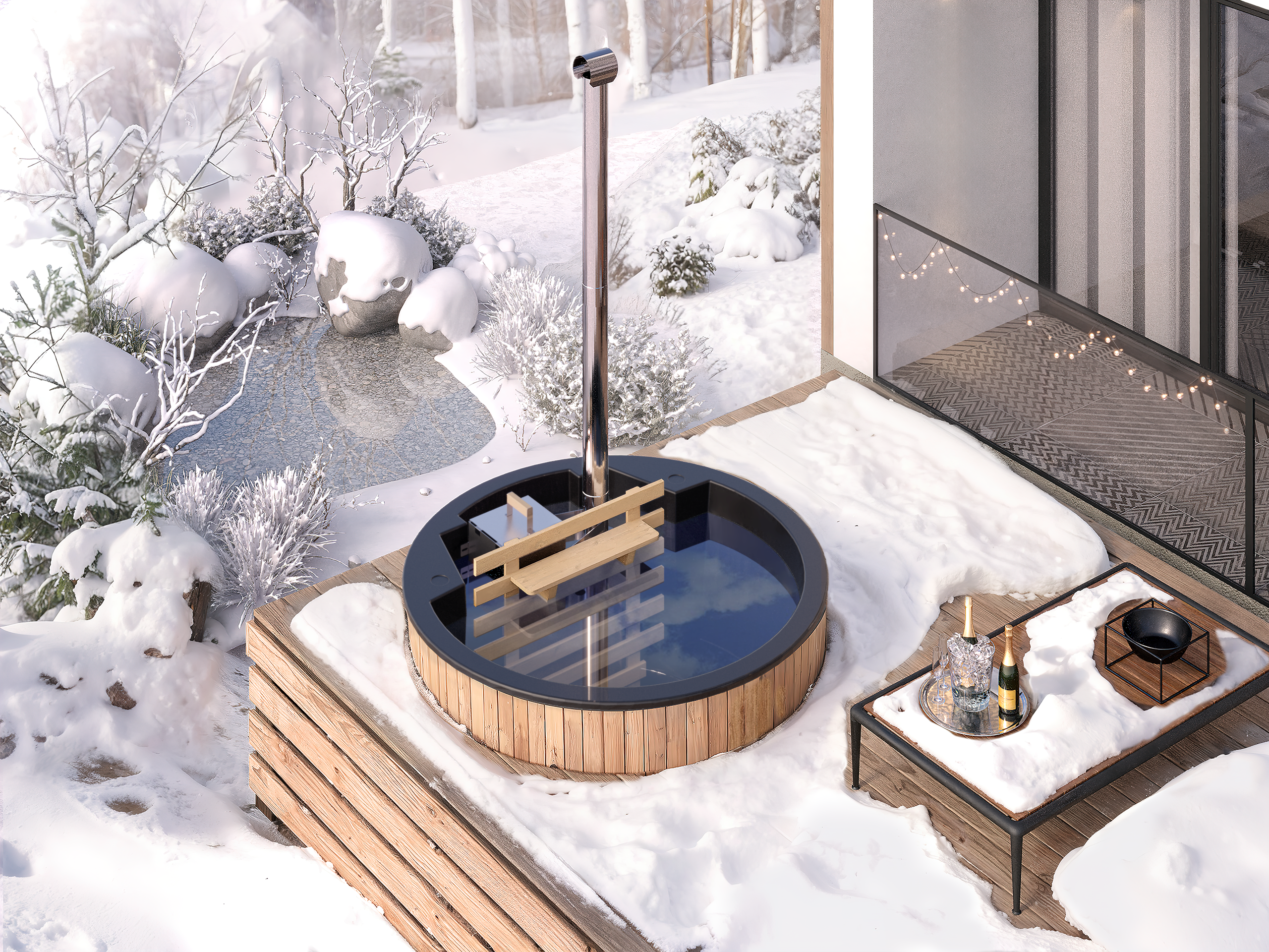 Fiberglass Hot Tub ROUND - 4 Persons