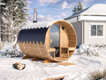 Barrel Sauna S28V – 2.8 m for 4 persons with Outside Seats