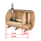 Barrel Sauna S28V – 2.8m for 4 persons with Outside Seats