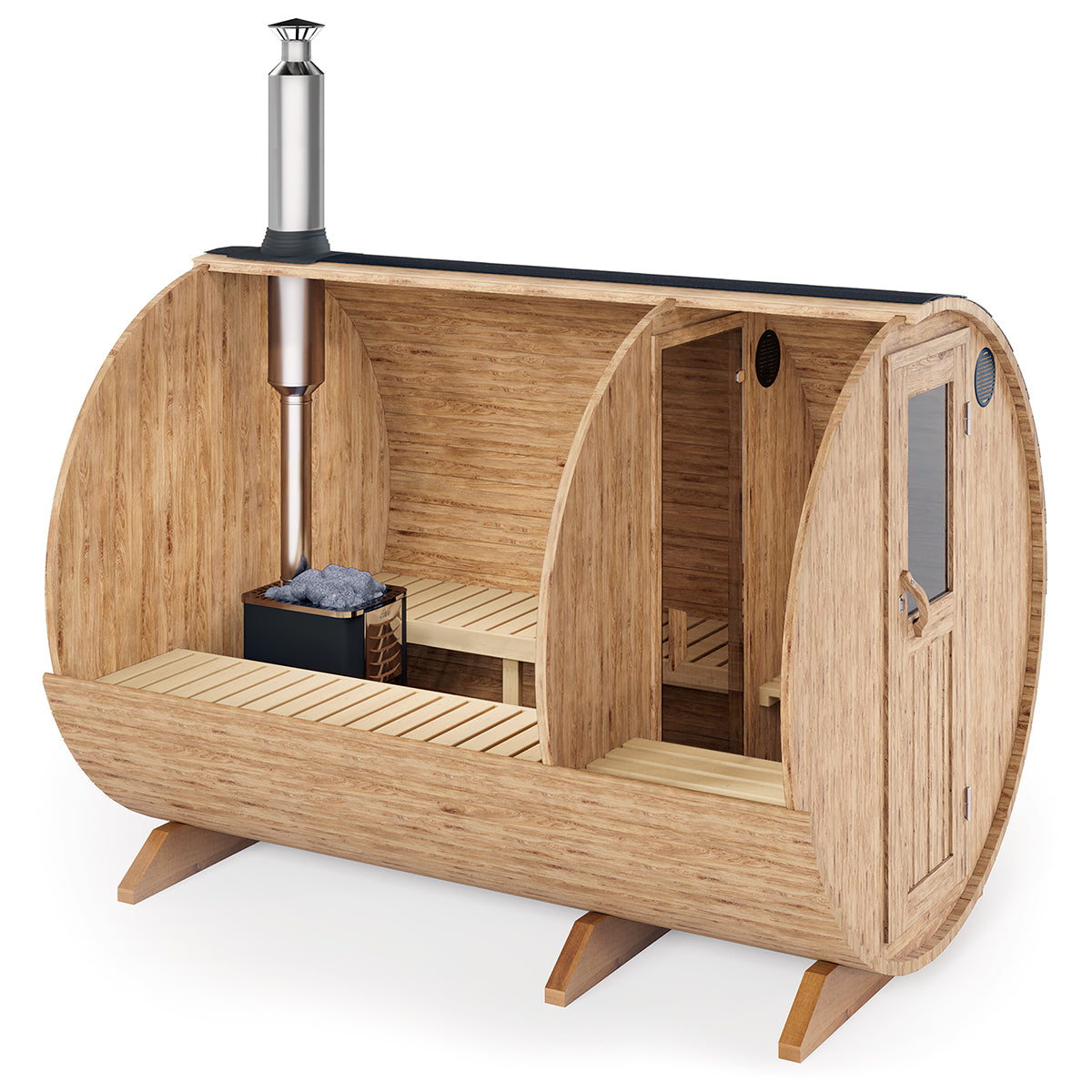 Barrel Sauna S3P – 3.0m for 4 persons with Dressing Room