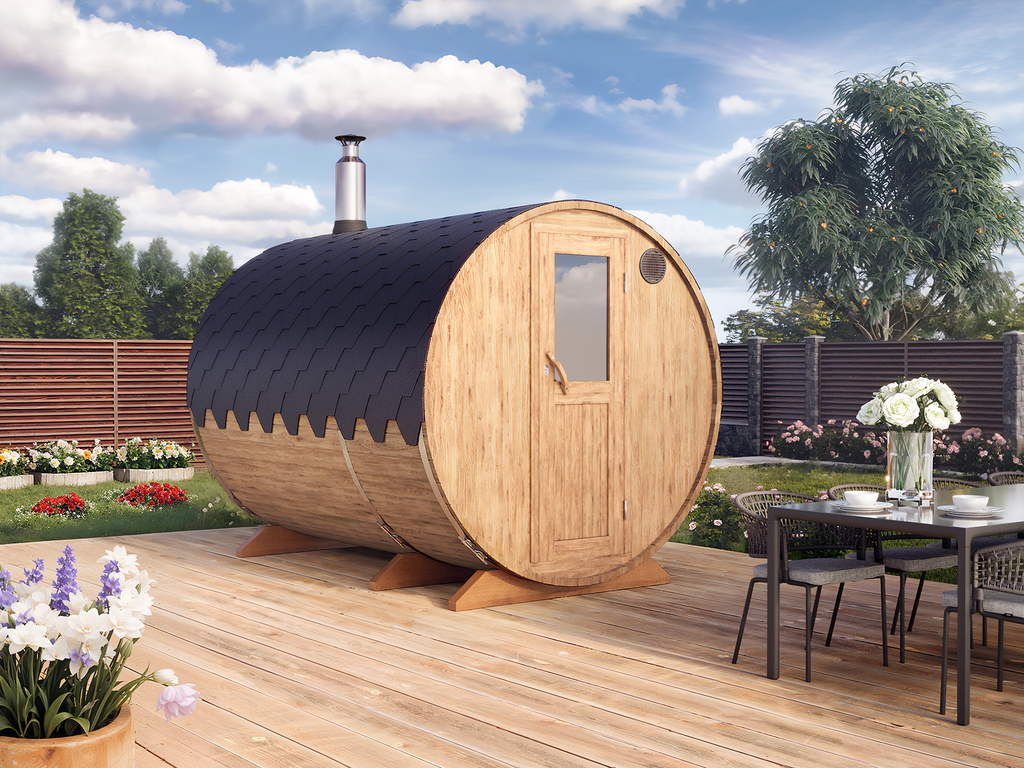 Barrel Sauna S3P – 3.0m for 4 persons with Dressing Room