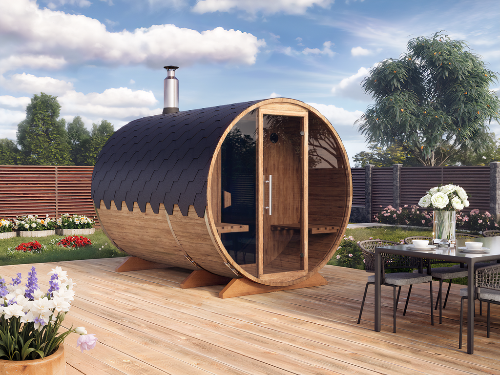 Barrel Sauna S3P – 3.0m for 4 persons with Dressing Room