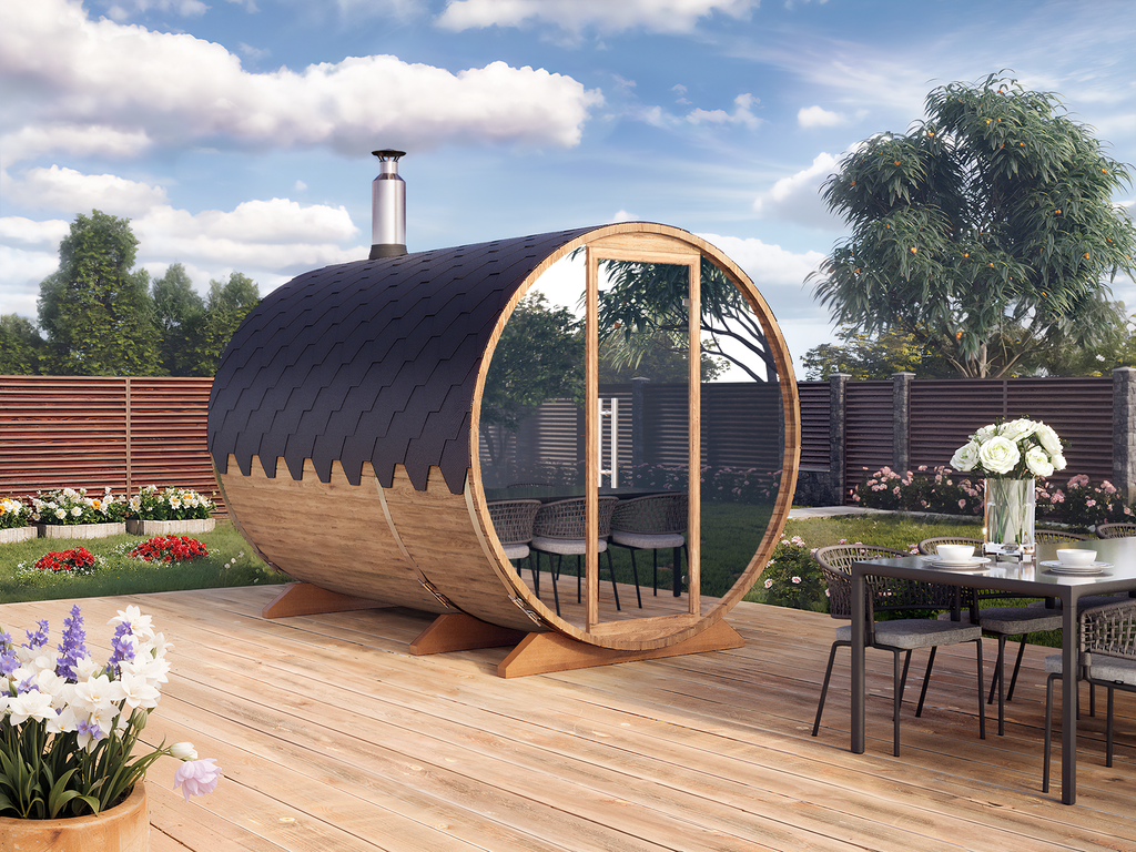 Barrel Sauna S3P – 3.0m for 4 persons with Dressing Room