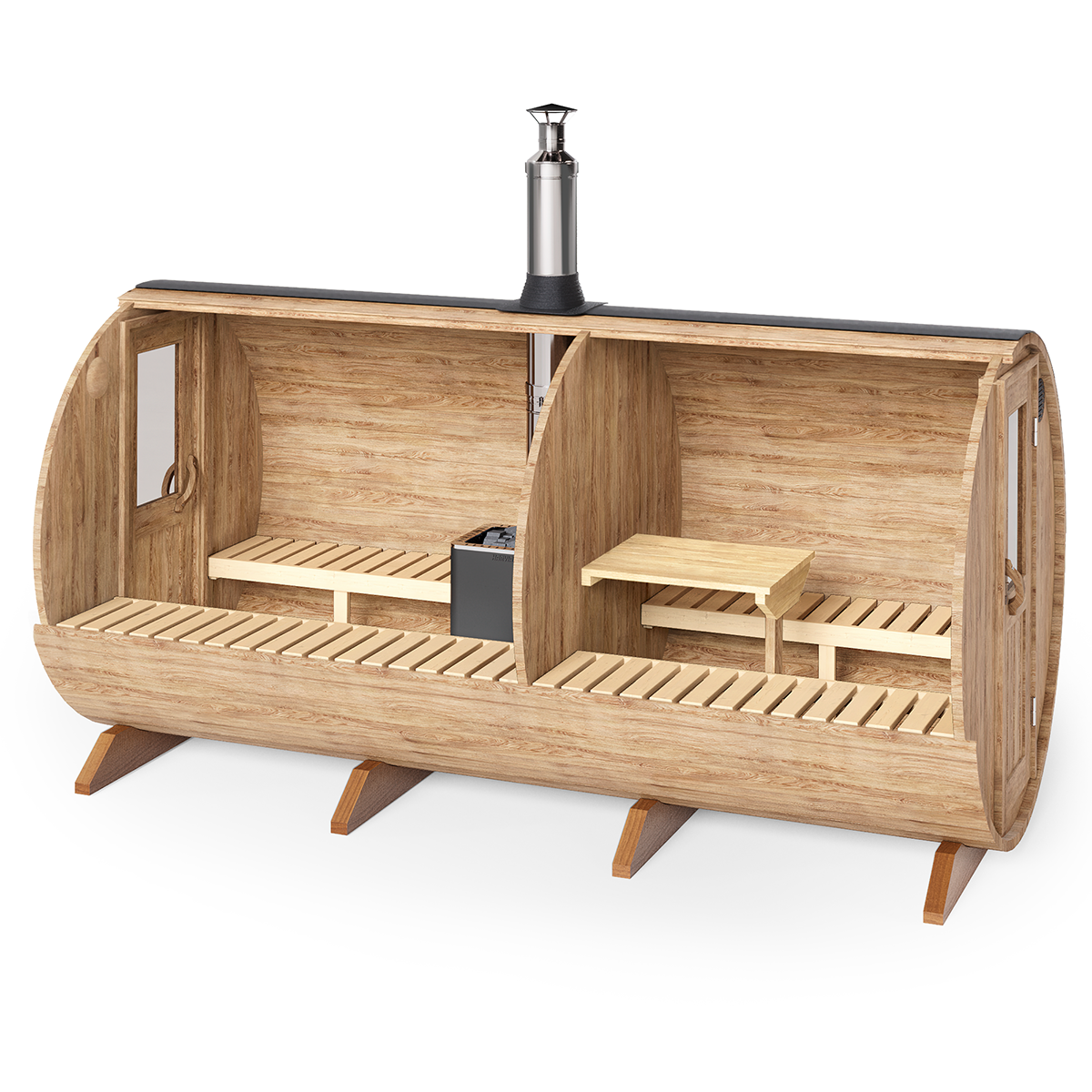 Barrel Sauna S4D – 4.0m for 4 persons Two-room
