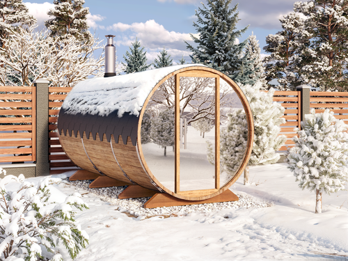 Barrel Sauna S4P – 4.0m for 8 persons with Dressing Room