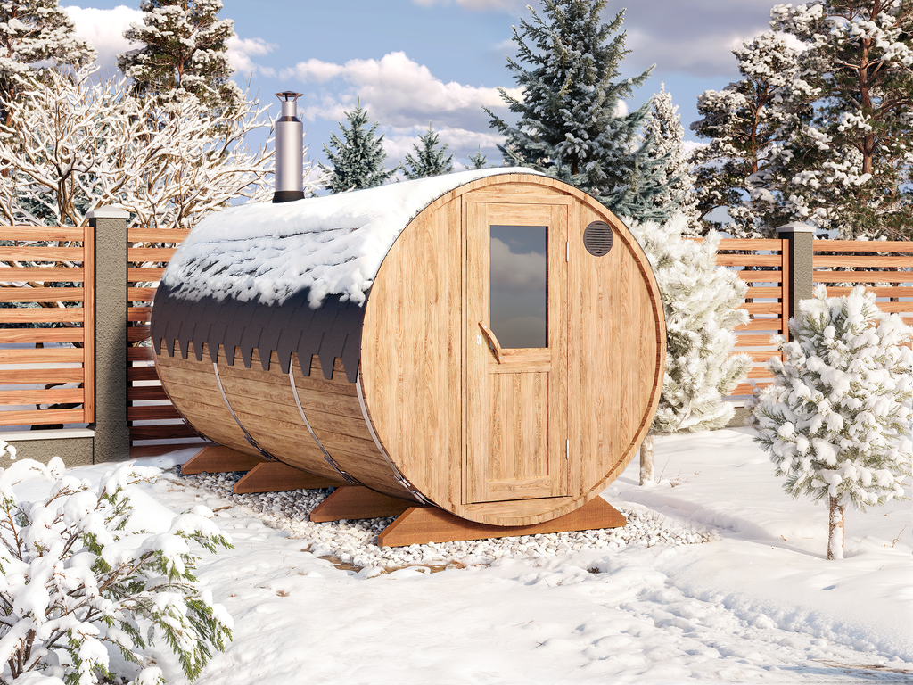 Barrel Sauna S4P – 4.0m for 8 persons with Dressing Room