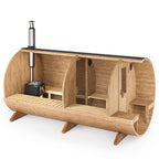 Barrel Sauna S4PV – 4.0m for 4 persons with Dressing Room and Outside Seats