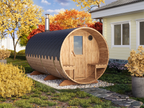 Barrel Sauna S4PV – 4.0m for 4 persons with Dressing Room and Outside Seats
