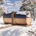 Cube Barrel Sauna S5P – 5m for 6 persons with seats or bed and outside seats