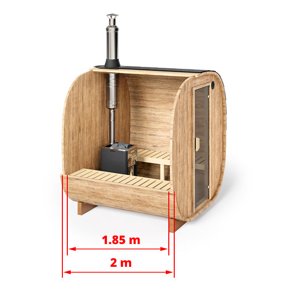 Cube Barrel Sauna SQR2– 2/2.3m for 4 persons