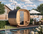Cube Barrel Sauna SQR2V – 2.4m for 4 persons with outside seats