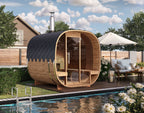 Cube Barrel Sauna SQR2V – 2.4m for 4 persons with outside seats