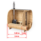 Cube Barrel Sauna SQR2V – 2.4m for 4 persons with outside seats