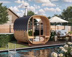 Cube Barrel Sauna SQR2V – 2.4m for 4 persons with outside seats