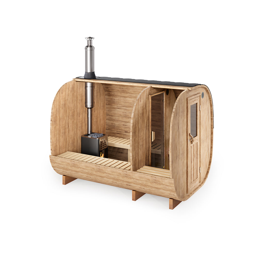 Cube Barrel Sauna SQR3P – 3m for 4 persons with dressing room