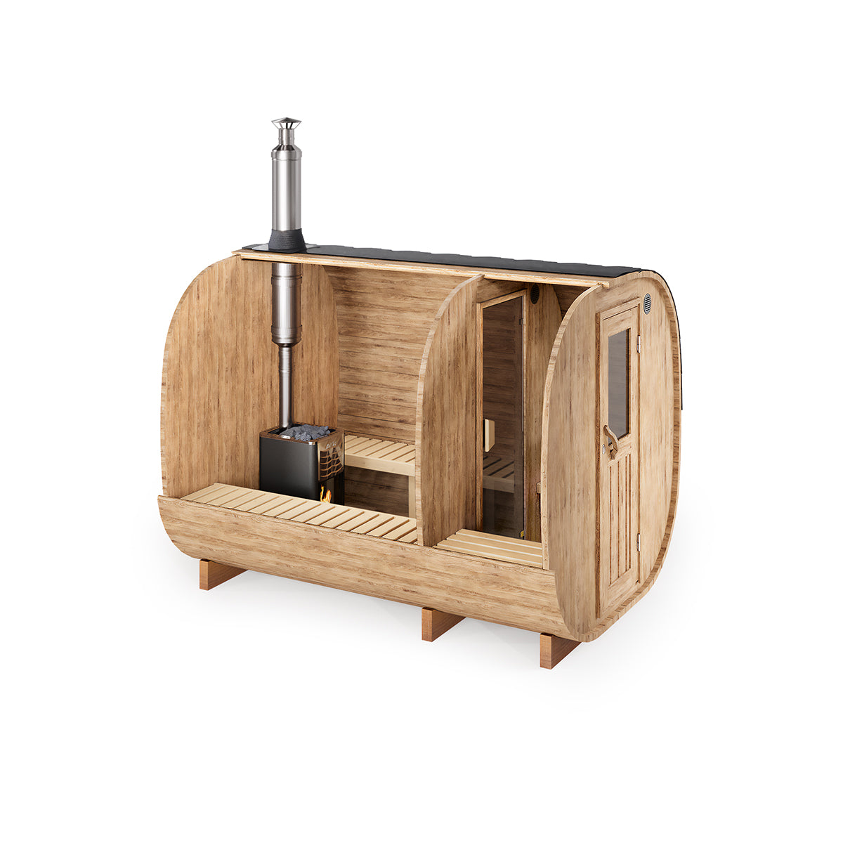 Cube Barrel Sauna SQR3P – 3m for 4 persons with dressing room