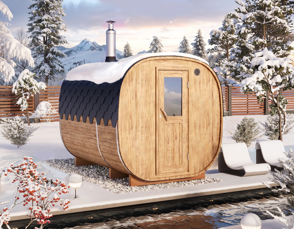 Cube Barrel Sauna SQR3P – 3m for 4 persons with dressing room