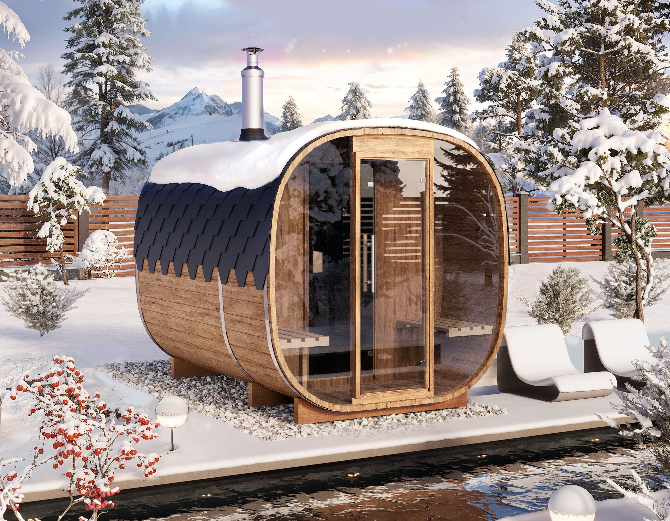 Cube Barrel Sauna SQR3P – 3m for 4 persons with dressing room