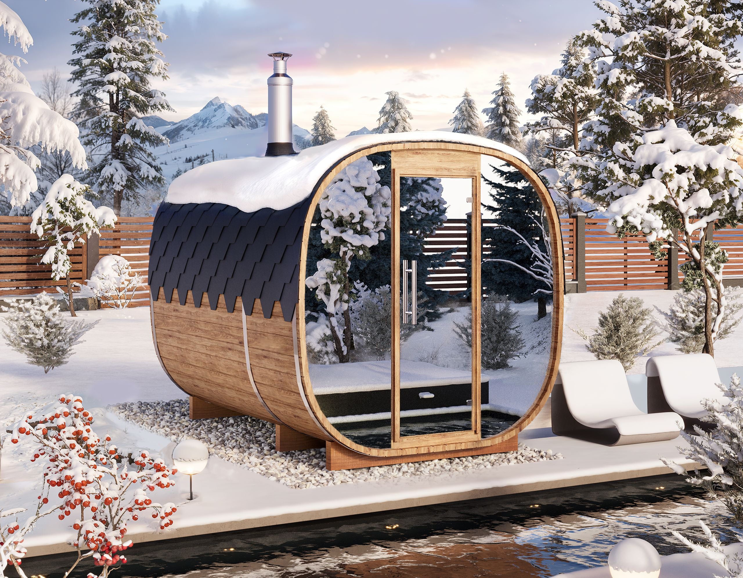 Cube Barrel Sauna SQR3P – 3m for 4 persons with dressing room