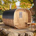 Cube Barrel Sauna SQR4PV – 4 m for 4 persons with dressing room and outside seats