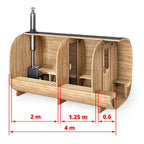 Cube Barrel Sauna SQR4PV – 4m for 4 persons with dressing room and outside seats