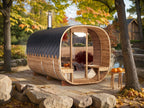Cube Barrel Sauna SQR4PV – 4m for 4 persons with dressing room and outside seats