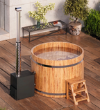 Round wooden hot tub with heater